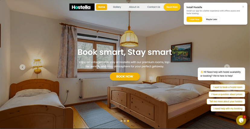Hostella project screenshot