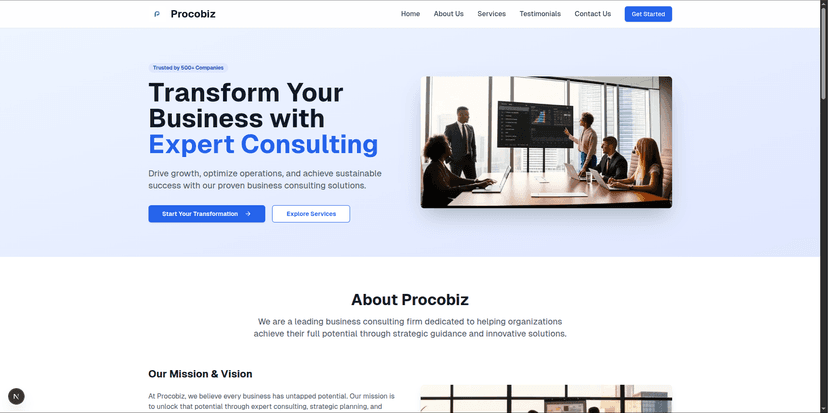 Procobiz project screenshot